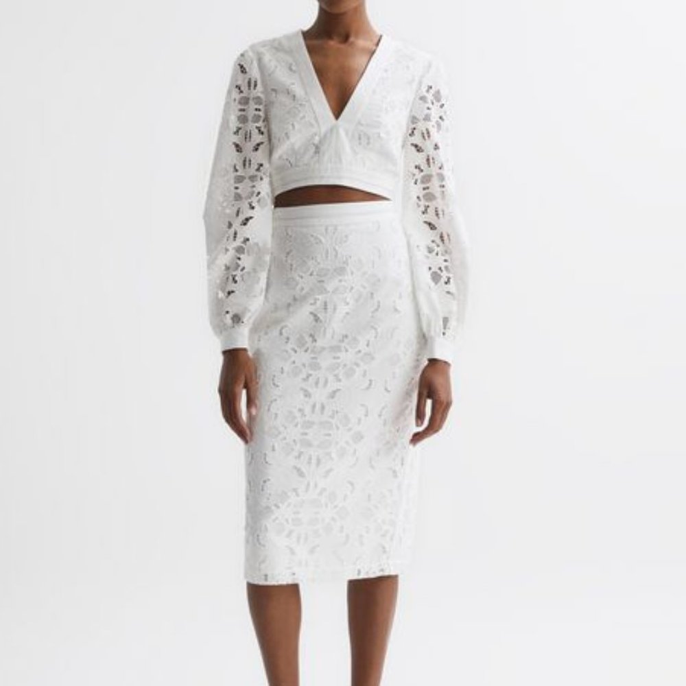 Reiss Immi Cropped Lace Blouse